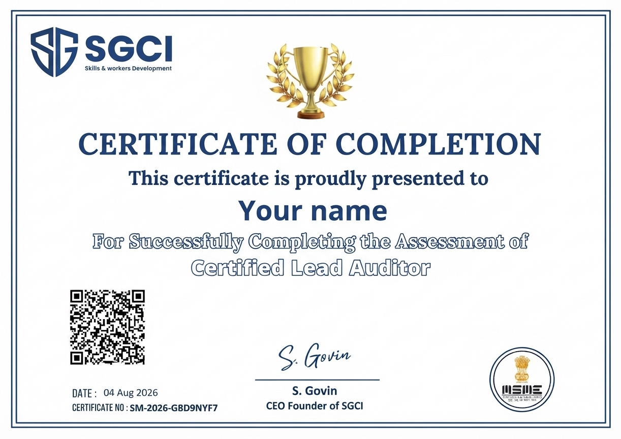 Sample SGCI certificate